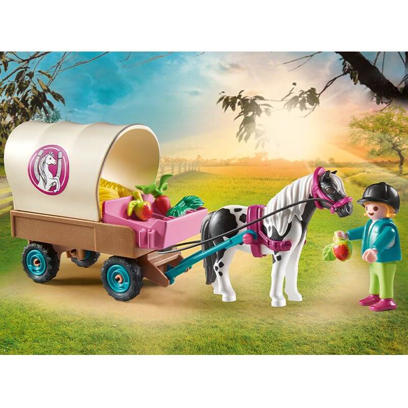 Carriole avec enfant et poney Playmobil