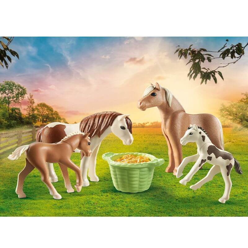 2 poneys islandais et poulains Playmobil