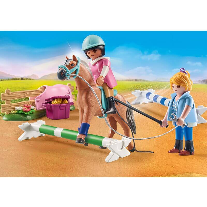 Cavalière et cheval avec monitrice Playmobil