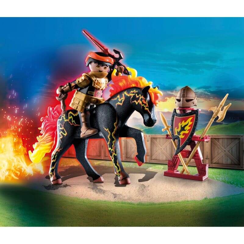 Chevalier Burnham Raider avec cheval de feu Playmobil