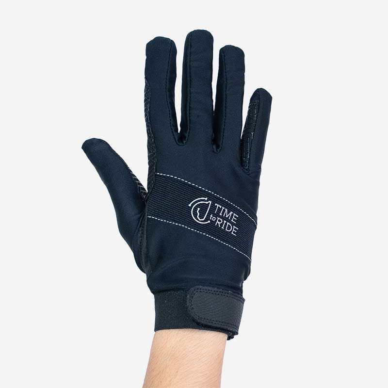 Pfiff Gants Équitation Coton - Velcro Picots PVC - Lavable 30°C