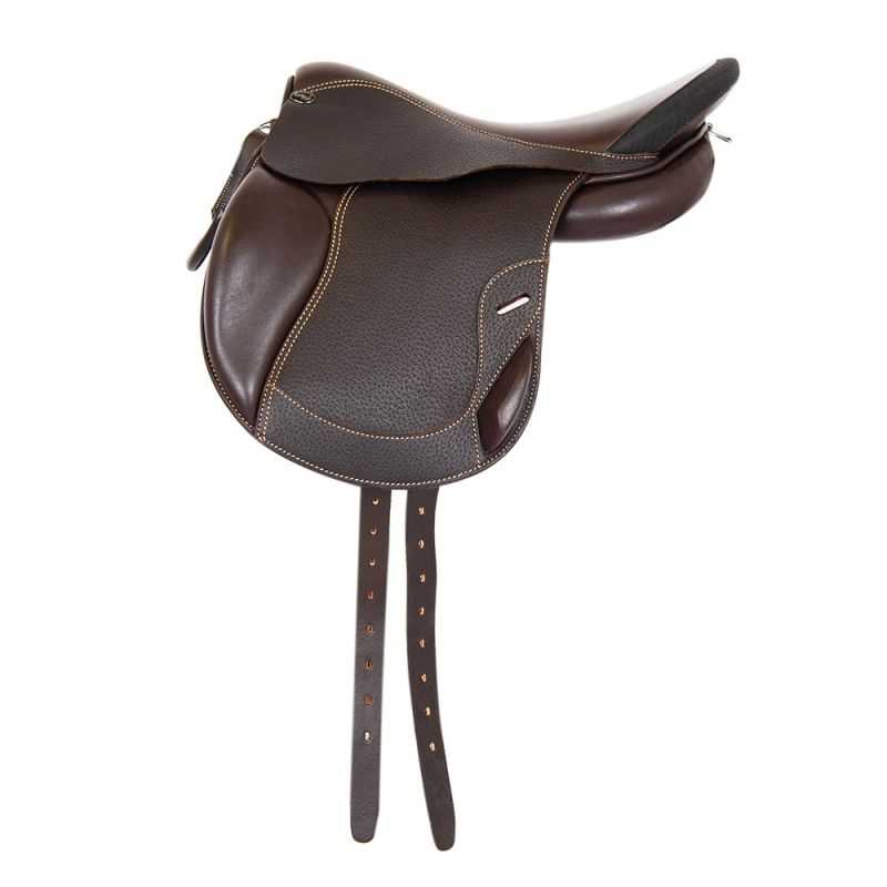 Selle Enfant Cuir Pour Poney - Barrel Racing Turquoise (8-13") Avec Têtière, Poitrail, Rênes