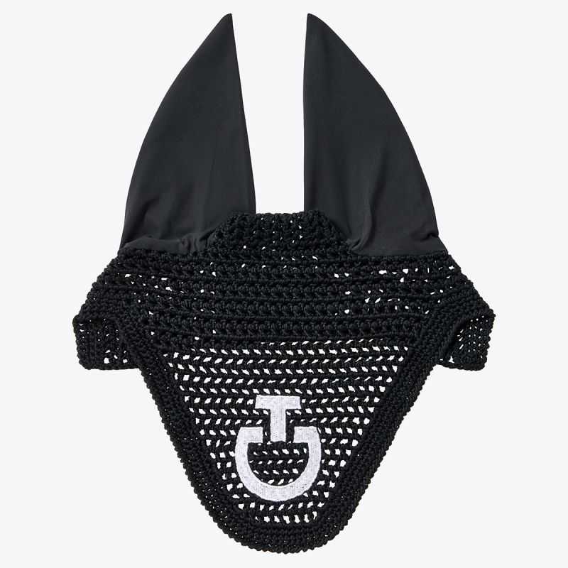 Bonnet anti-mouches en crochet noir Cavalleria Toscana Bonnet anti-mouches en crochet noir Cavalleria Toscana