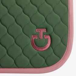 Tapis de selle circular quilted forest green-candy pink Cavalleria Toscana