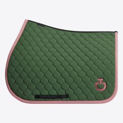 Tapis de selle circular quilted forest green-candy pink Cavalleria Toscana