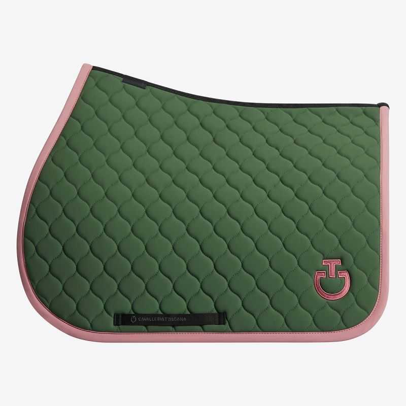 Tapis de selle circular quilted forest green-candy pink Cavalleria Toscana Tapis de selle circular quilted forest green-candy pink Cavalleria Toscana