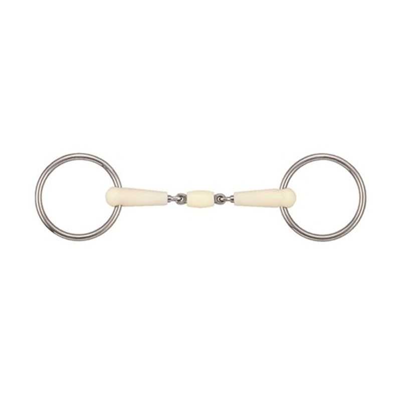 Mors 2 anneaux en résine double brisure avec rouleau Happy Mouth Mors 2 anneaux en résine double brisure avec rouleau Happy Mouth