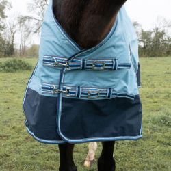 Chemise imperméable doublée Coton Horse & Go Bleu Gris