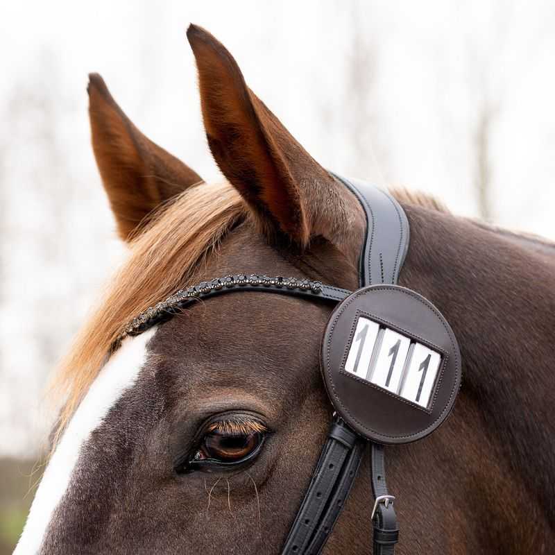 Numero de têtière rond cuir QHP Numero de têtière rond cuir QHP