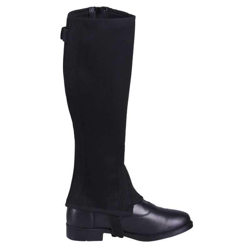 AK Demi-chaps d'équitation lavable en cuir micro daim Noir Taille 4XL