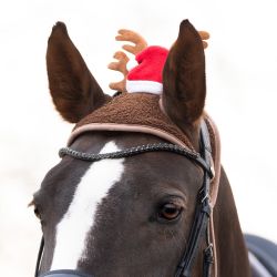 Bonnet De Noël Pour Cheval - Motif Flocons, Rouge, 35x35 Cm - Décoratif Et Respirant Pour Fêtes