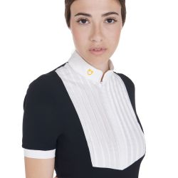 Polo femme slim fit coton plissé