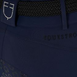 Pantalon d'equitation femme full grip avec logo strass Equestro