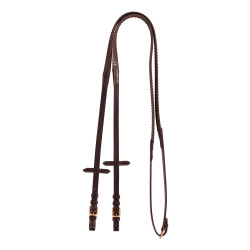 Rênes Kris cuir et caoutchouc bouclerie rose gold Equestro