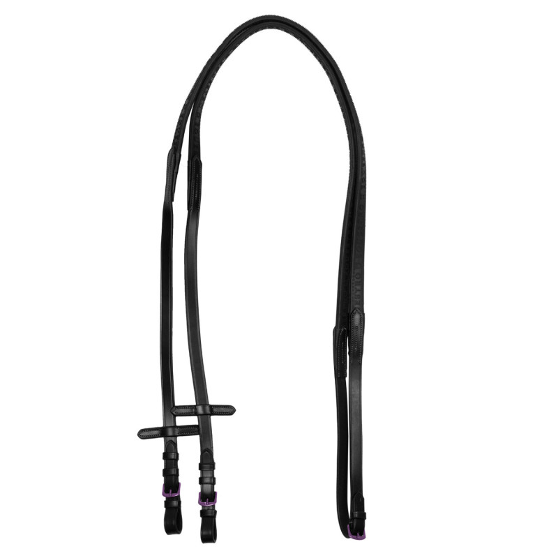 Rênes en cuir et caoutchouc violet Equestro