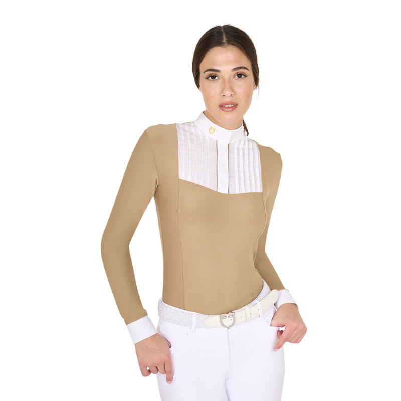 Polo de concours coton plissé femme Equestro