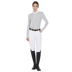 Polo femme à manches longues en tissu technique gratté