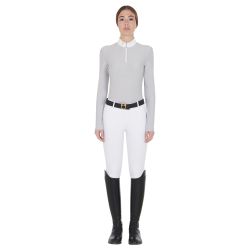 Polo femme à manches longues en tissu technique gratté