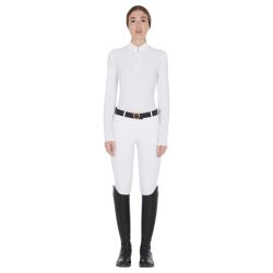 Polo femme à manches longues en tissu technique gratté