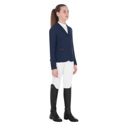 Veste de concours fille trois boutons ajourée