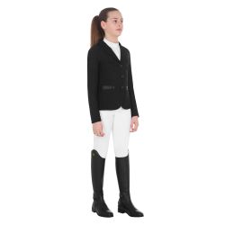 Veste de concours fille trois boutons ajourée
