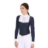 Polo femme coupe slim avec coton plissé