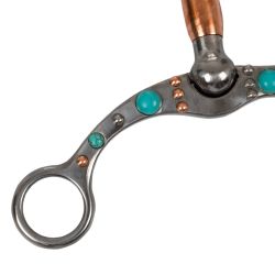 Mors de correction en fer forgé avec rouleaux en cuivre et perles turquoises